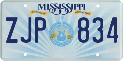 MS license plate ZJP834