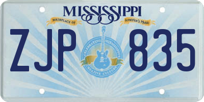 MS license plate ZJP835