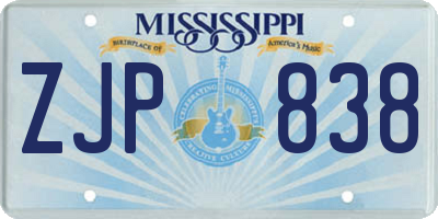 MS license plate ZJP838
