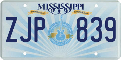 MS license plate ZJP839