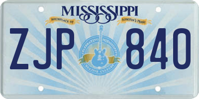 MS license plate ZJP840