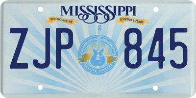 MS license plate ZJP845