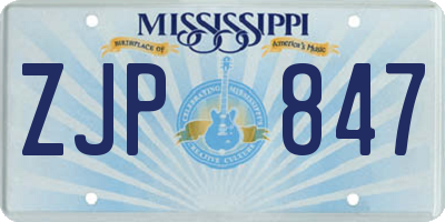 MS license plate ZJP847