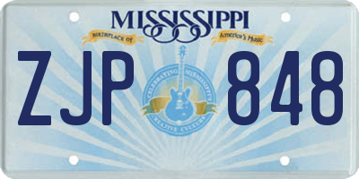 MS license plate ZJP848