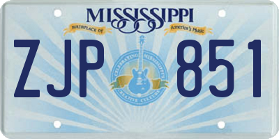 MS license plate ZJP851