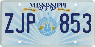MS license plate ZJP853