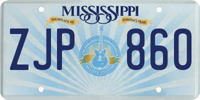 MS license plate ZJP860