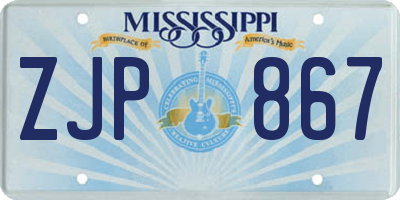 MS license plate ZJP867