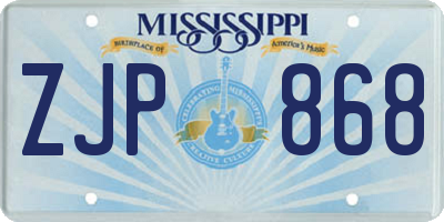 MS license plate ZJP868