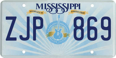 MS license plate ZJP869