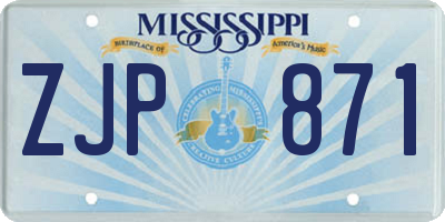 MS license plate ZJP871