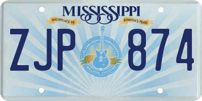 MS license plate ZJP874