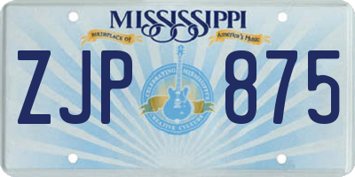 MS license plate ZJP875