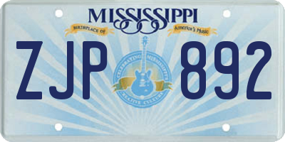 MS license plate ZJP892
