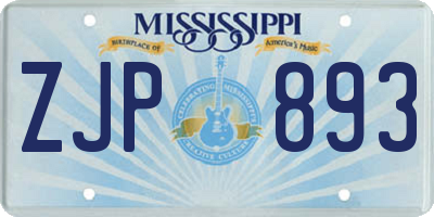 MS license plate ZJP893