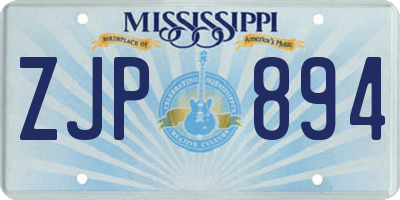 MS license plate ZJP894