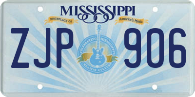 MS license plate ZJP906