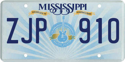 MS license plate ZJP910