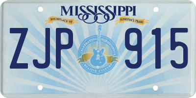 MS license plate ZJP915