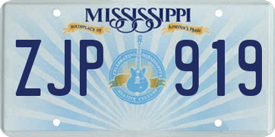 MS license plate ZJP919