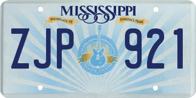 MS license plate ZJP921