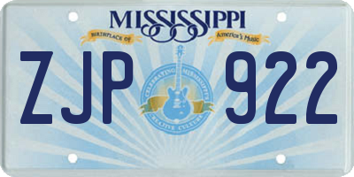 MS license plate ZJP922