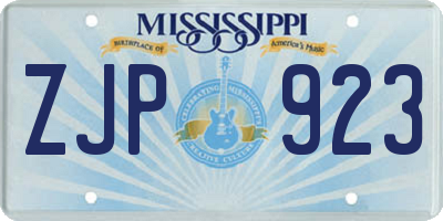 MS license plate ZJP923