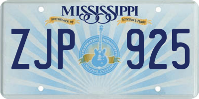 MS license plate ZJP925