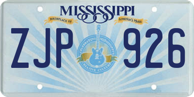 MS license plate ZJP926