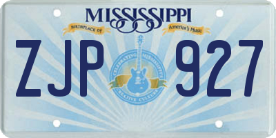 MS license plate ZJP927