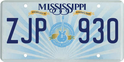 MS license plate ZJP930