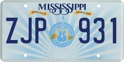 MS license plate ZJP931