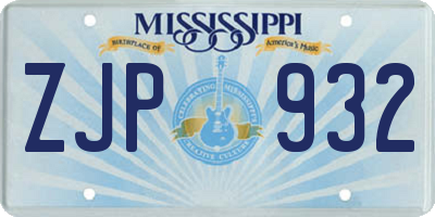 MS license plate ZJP932