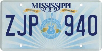 MS license plate ZJP940