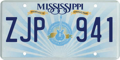 MS license plate ZJP941