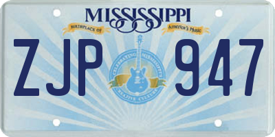 MS license plate ZJP947