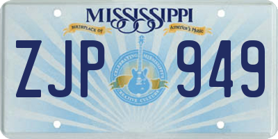 MS license plate ZJP949