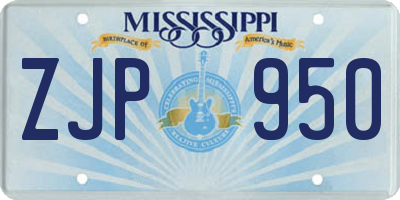 MS license plate ZJP950