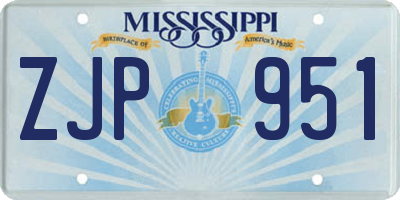 MS license plate ZJP951