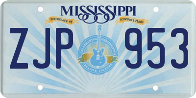 MS license plate ZJP953