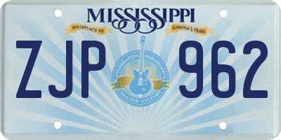 MS license plate ZJP962