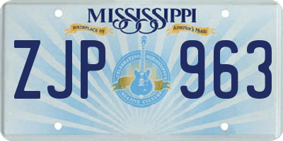 MS license plate ZJP963