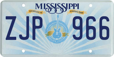 MS license plate ZJP966