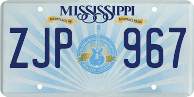 MS license plate ZJP967