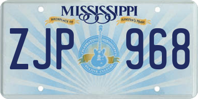 MS license plate ZJP968