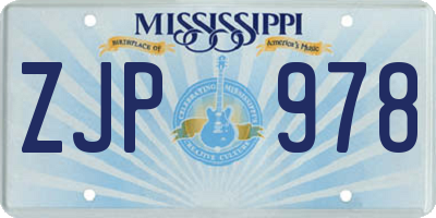 MS license plate ZJP978