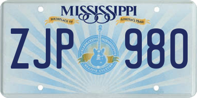 MS license plate ZJP980