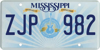 MS license plate ZJP982