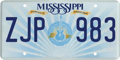 MS license plate ZJP983