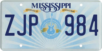 MS license plate ZJP984